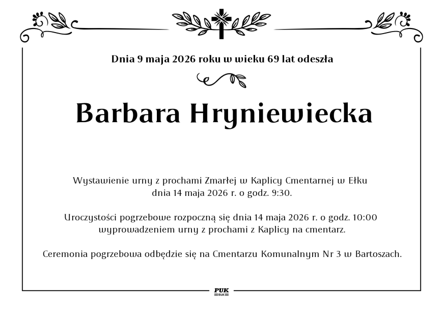 Barbara Hryniewiecka - nekrolog